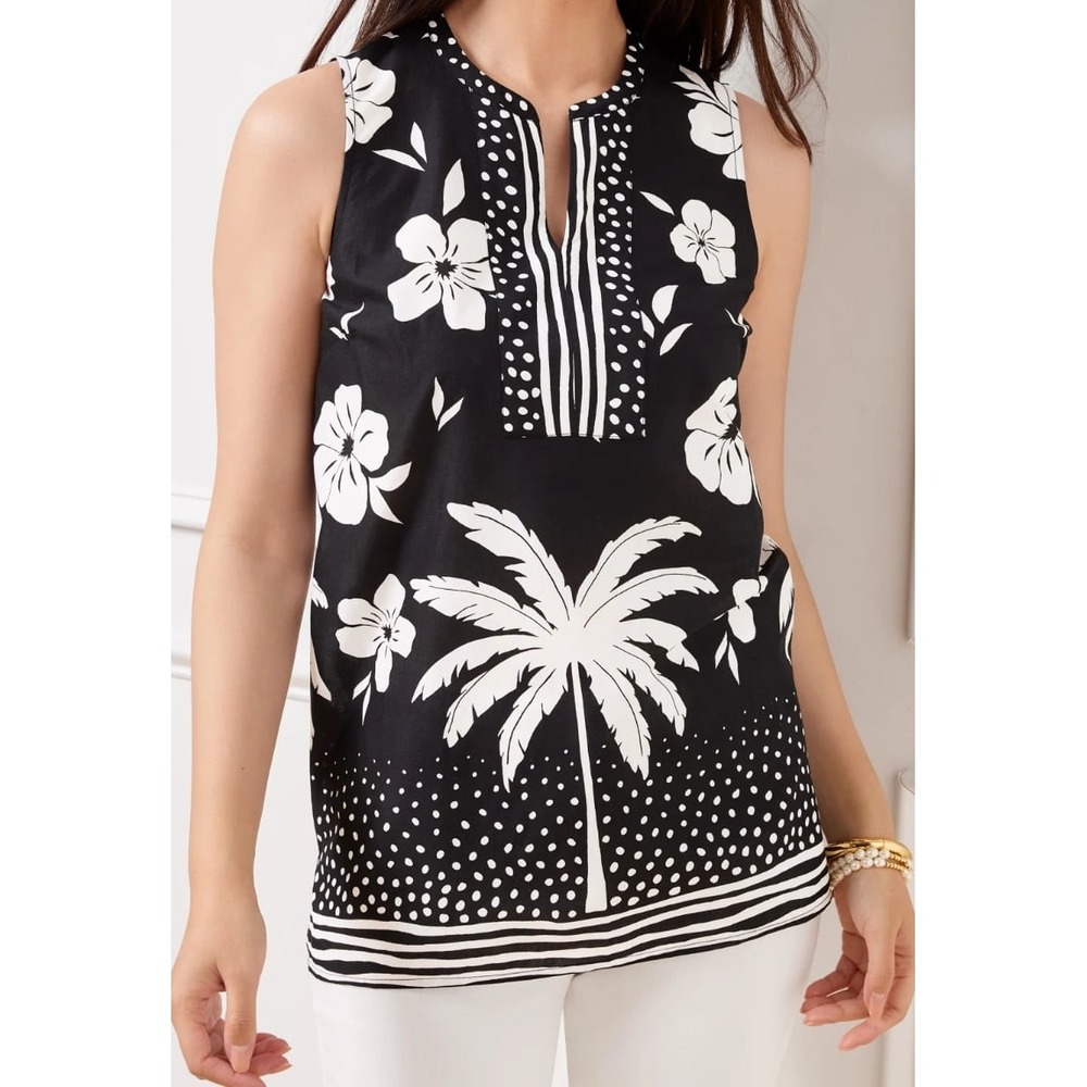 Talbots Floral Non Iron Perfect Tank Top Women's Medium Petite